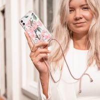 imoshion Design hoesje met koord Samsung Galaxy A41 - Bloem - Roze / Groen