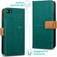 imoshion Luxe Canvas Bookcase iPhone SE / 5 / 5s - Groen