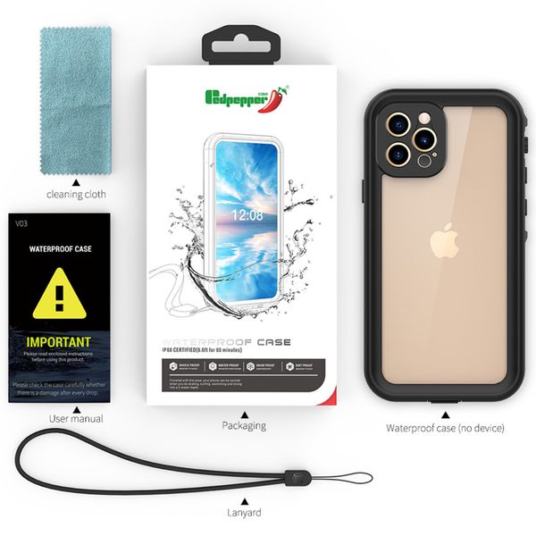 Redpepper Dot Plus Waterproof Backcover Apple iPhone 12 Pro - Zwart