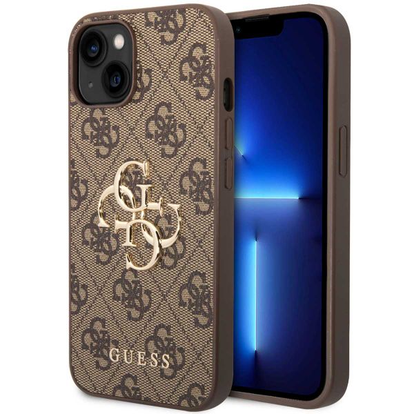 Guess 4G Metal Logo Backcover iPhone 15 - Bruin