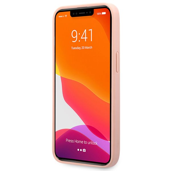 Guess 4G Metal Logo Saffiano Backcover Apple iPhone 13 Mini - Roze