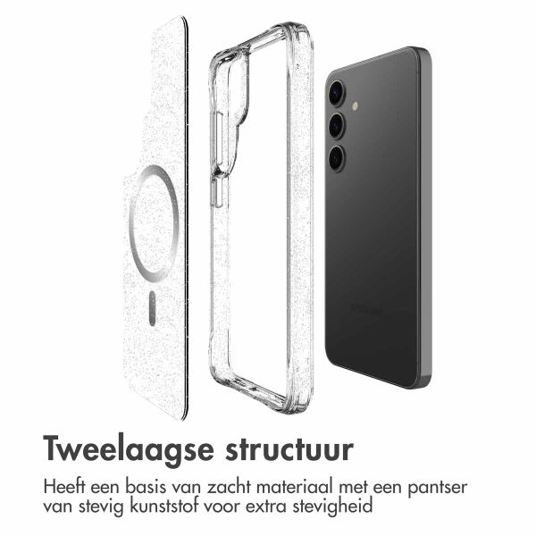 imoshion Clear Glitter Backcover met MagSafe Samsung Galaxy S24 - Zilver