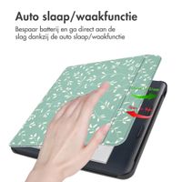 imoshion Design Slim Hard Case Sleepcover met stand Kobo Libra Colour - Smoke Green Flowers