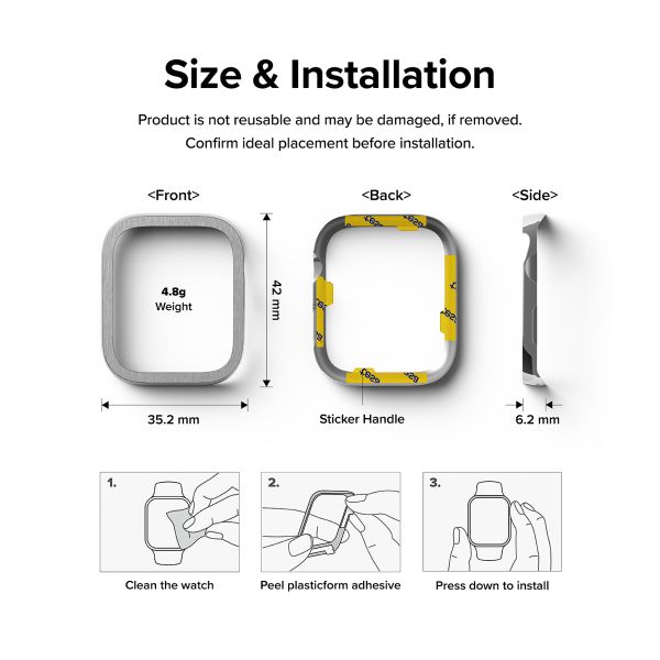 Ringke Bezel Styling Apple Watch Series 7 / 8 / 9 - 41 mm - Hairline Plain Silver