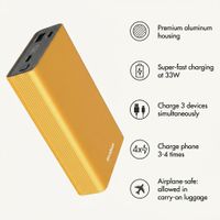 imoshion Ultra Series Aluminium Powerbank 20,000 mAh - Quick Charge and Power Delivery - Gold