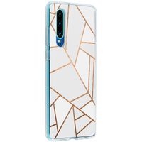 Design Backcover Huawei P30 - Grafisch Wit / Koper