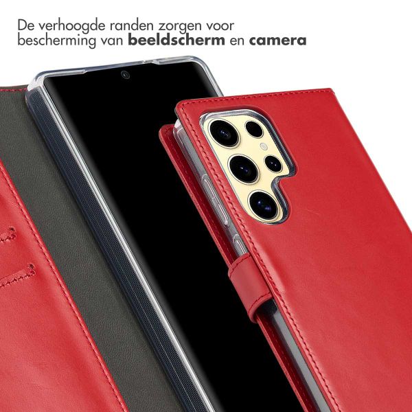 Selencia Echt Lederen Bookcase Samsung Galaxy S25 Ultra - Rood