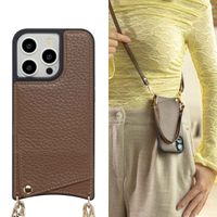 Selencia Nova Phone Case with Cord and Card Holder Apple iPhone 14 Pro - Mocha Brown
