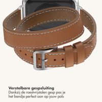 Selencia Élan Double strap bandje Apple Watch | 38/40/41/42 mm - Lichtbruin