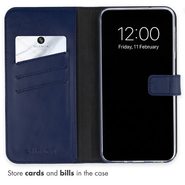 Selencia Genuine Leather Book Case Samsung Galaxy S26 FE - Blue