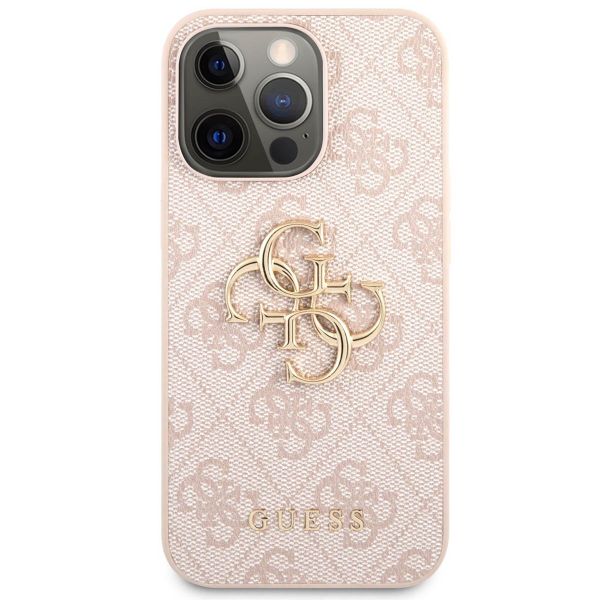 Guess 4G Metal Logo Backcover iPhone 13 - Roze / Goud