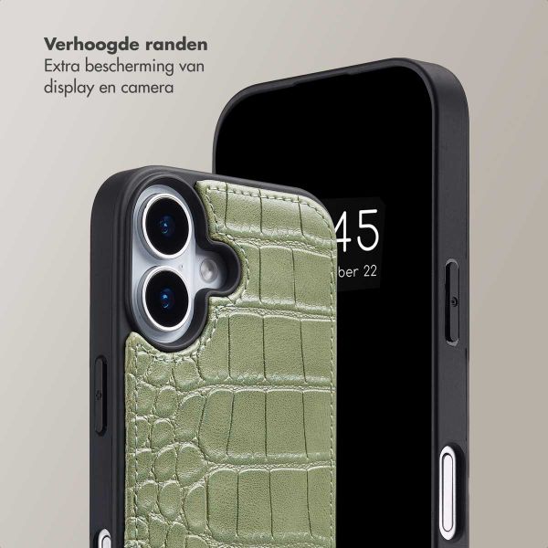 Selencia Nova Croco Telefoonhoes met Koord en Pashouder Apple iPhone 17 - Sage Green