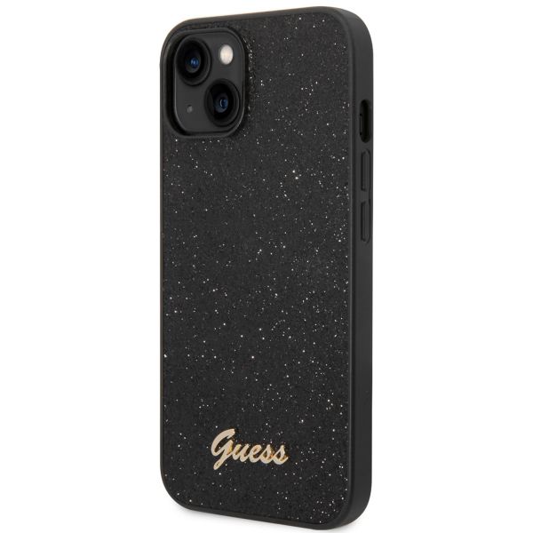 Guess Glitter Flakes Backcover Apple iPhone 14 - Zwart