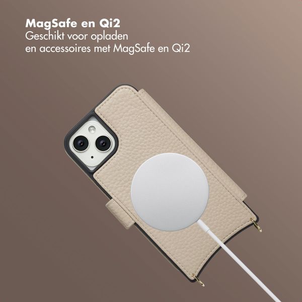 Selencia Riva Bookcase met MagSafe en Koord Apple iPhone 14 / 13 - Beige