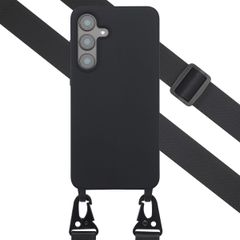 Selencia Siliconen hoesje met afneembaar koord Samsung Galaxy S25 FE - Zwart