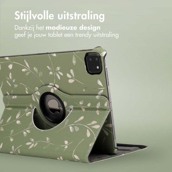 imoshion 360° Draaibare Design Bookcase Apple iPad Pro 11 (2022 / 2021 / 2020 / 2018) - Green Flowers