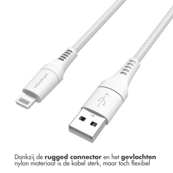 imoshion Lightning naar USB kabel - Non-MFi - Gevlochten textiel - 1 meter - Wit