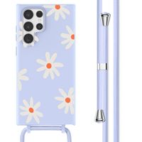 imoshion Siliconen design hoesje met koord Samsung Galaxy S22 Ultra - Lila Flower Distance