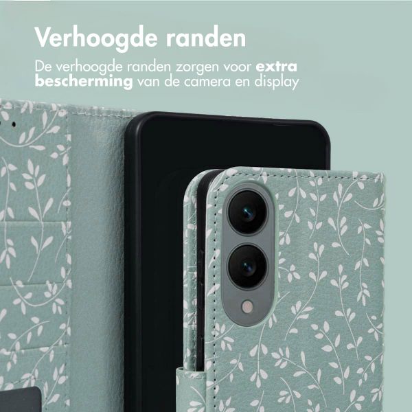 imoshion Design Bookcase Samsung Galaxy S25 Edge - Smoke Green Flowers