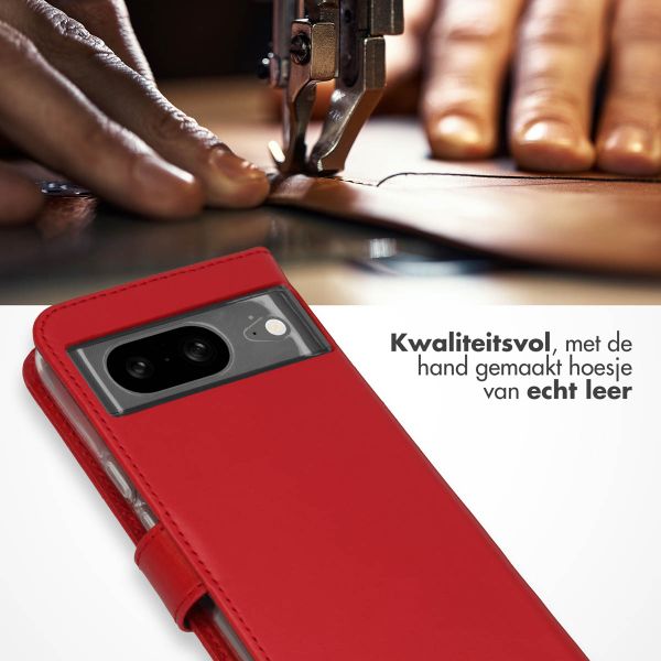 Selencia Echt Lederen Bookcase Google Pixel 8 - Rood