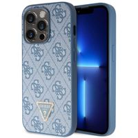 Guess 4G Logo Triangle Strass Backcover iPhone 15 Pro - Blauw