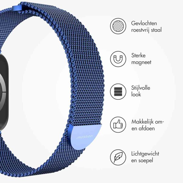 imoshion Milanees magnetisch bandje Apple Watch Series 1 - 9 / SE (38/40/41 mm) | Series 10 / 11 (42 mm) - Maat S - Blauw