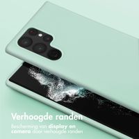 Selencia Siliconen hoesje met afneembaar koord Samsung Galaxy S22 Ultra - Turquoise