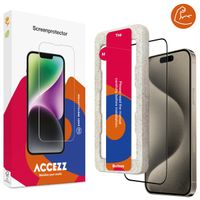 Accezz Triple Strong Full Cover Glas Screenprotector met applicator iPhone 15 Pro - Transparant