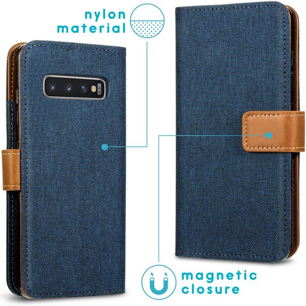 imoshion Luxe Canvas Bookcase Samsung Galaxy S10 - Donkerblauw