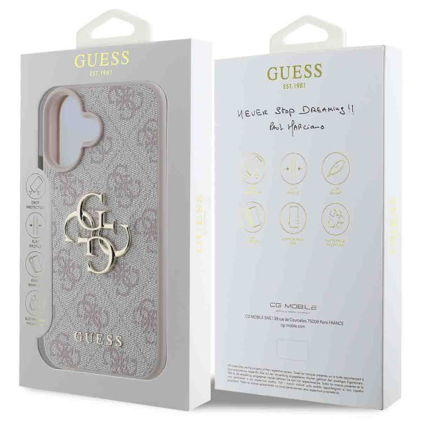 Guess 4G Metal Logo Backcover Apple iPhone 16 - Roze