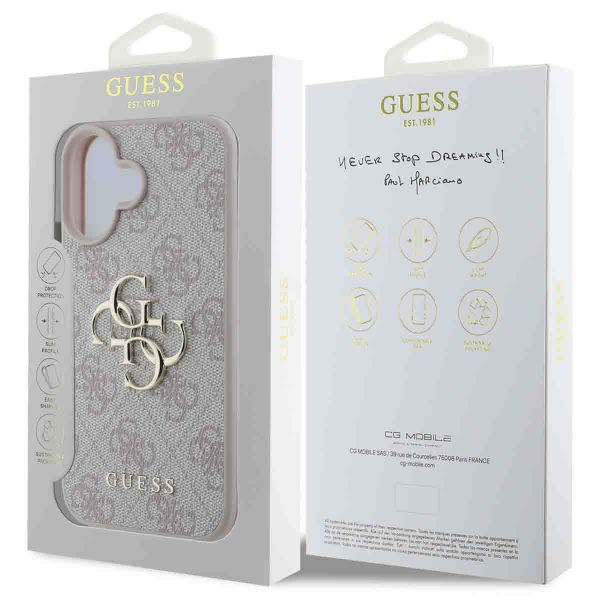 Guess 4G Metal Logo Backcover iPhone 16 - Roze