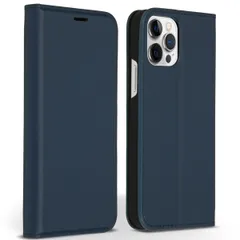 Accezz Premium Leather Slim Bookcase Apple iPhone 12 (Pro) - Donkerblauw