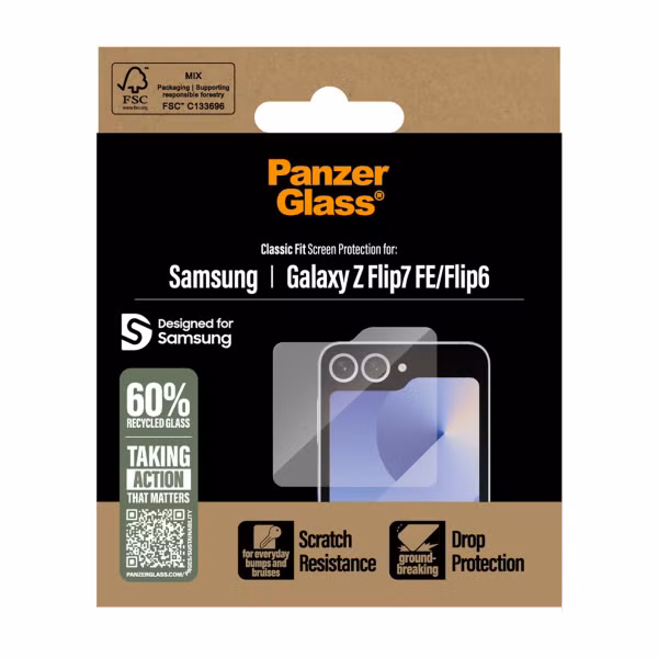 PanzerGlass Anti-Bacterial Screenprotector Samsung Galaxy Z Flip 6 / Flip 7 FE