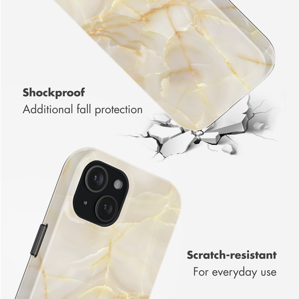 Selencia Vivid Back Cover Apple iPhone 15 - Golden Beige Marble