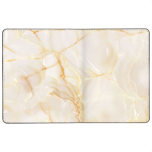 Selencia Paspoorthoes - Kunstleren cover voor je paspoort - Golden Beige Marble