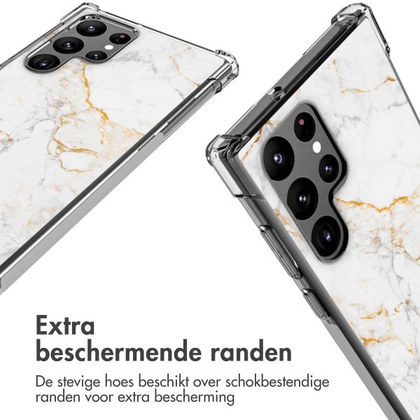 imoshion Design hoesje met koord Samsung Galaxy S22 Ultra - White Marble