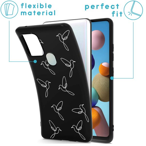 imoshion Design hoesje Samsung Galaxy A21s - Vogels - Zwart