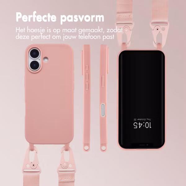 Selencia Siliconen hoesje met afneembaar koord Apple iPhone 17 - Sand Pink