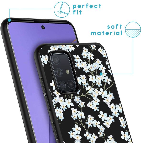 imoshion Design hoesje Samsung Galaxy A71 - Bloem - Wit / Zwart