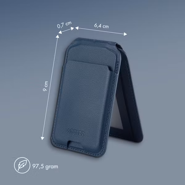 Accezz Leren Wallet met standaard - Geschikt voor MagSafe en Qi2 - Nightfall Blue