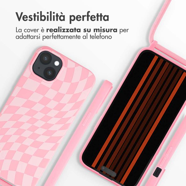 imoshion Siliconen design hoesje met koord Apple iPhone 15 Plus - Retro Pink