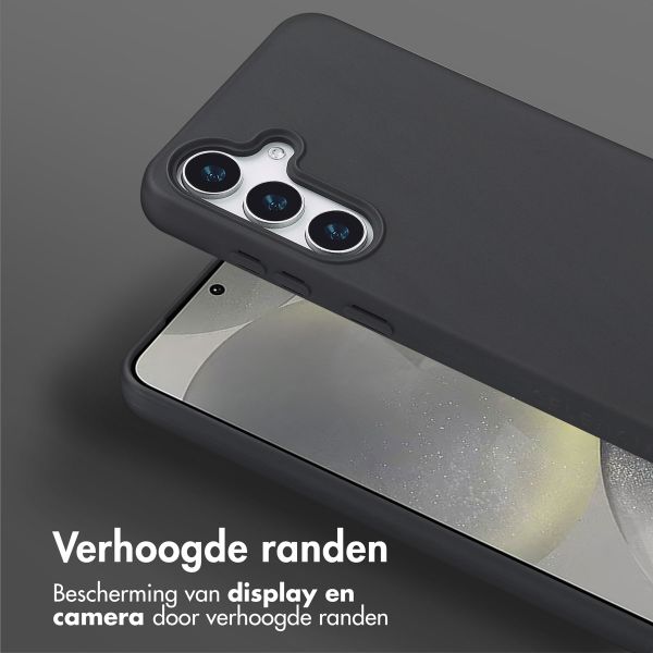 Selencia Siliconen hoesje met afneembaar koord Samsung Galaxy S25 - Zwart