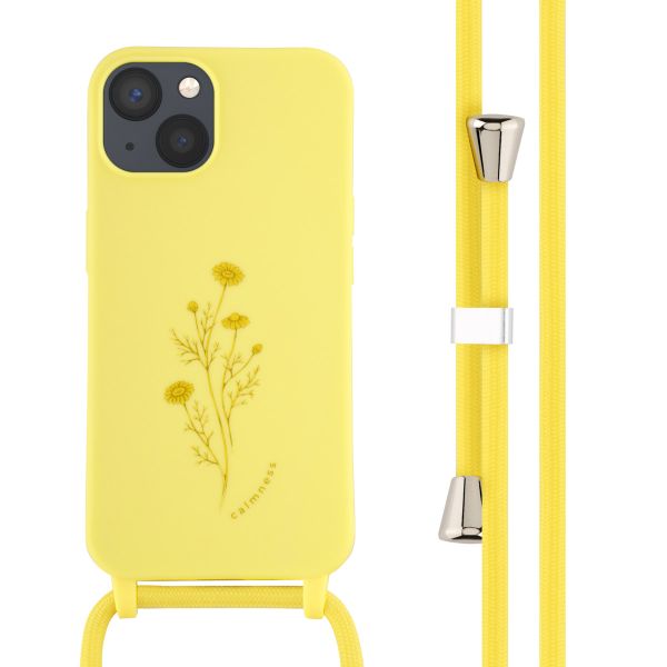 imoshion Siliconen design hoesje met koord iPhone 13 - Flower Yellow