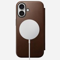 Nomad Modern Leather Folio Bookcase iPhone 16 - Brown