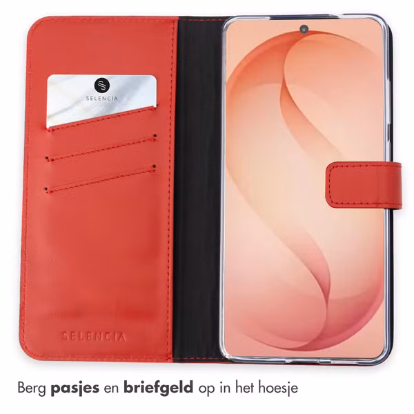 Selencia Echt Leren Bookcase Samsung Galaxy S26 Plus - Rood
