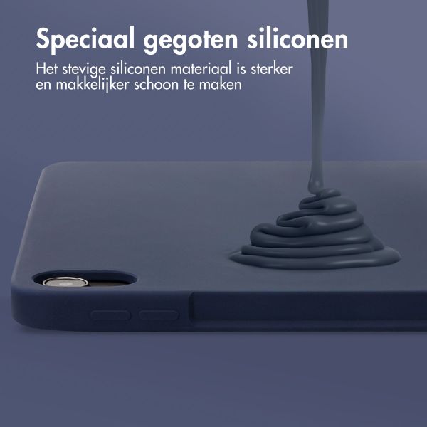 Accezz Liquid Silicone Backcover met penhouder iPad Air 11 inch (2024) M2 / Air 5 (2022) / Air 4 (2020) - Donkerblauw