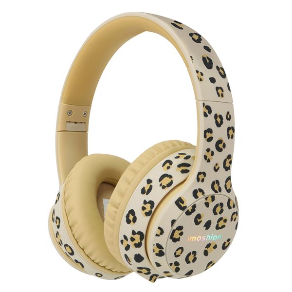 imoshion Kids - Special Edition - LED Light Bluetooth Headphones - Kinder koptelefoon - Draadloze koptelefoon + AUX kabel - Leopard