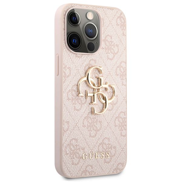 Guess 4G Metal Logo Backcover iPhone 13 Pro - Roze / Goud