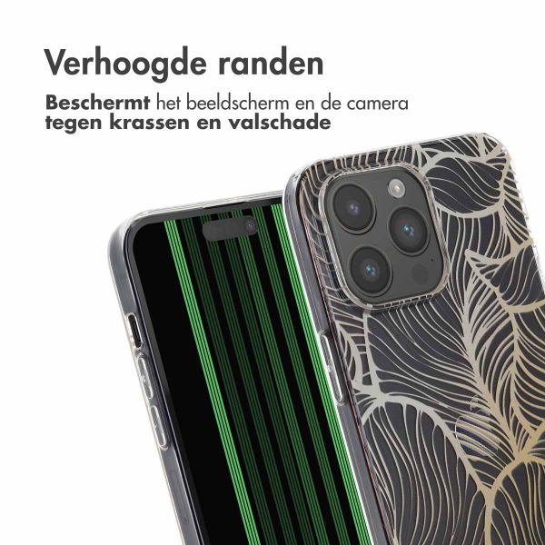 imoshion Design hoesje Apple iPhone 15 Pro Max - Golden Leaves Transparant