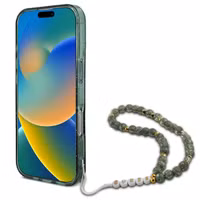 Guess MagSafe IML Glitter Case met beads strap Apple iPhone 16 Pro - Green